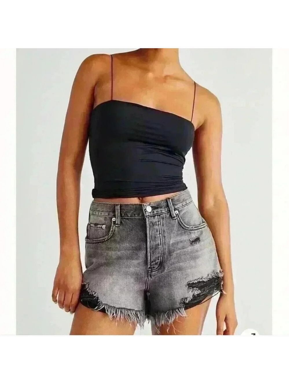 Free People Frayed Jean Shorts